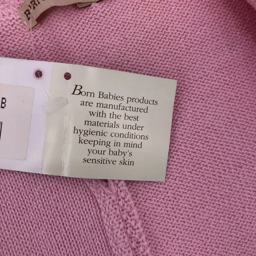 New 6 Mo Pink Short Sleeve Sweater & Cardigan Set Detailed Trim w Square Buttons